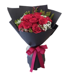 send 1 dozen red color roses in bouquet to davao