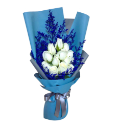 send dozen of white roses in bouquet to davao