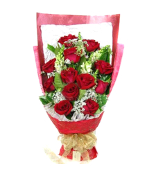 send 12 red roses with seasonal flower bouquet to davao