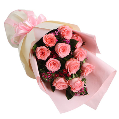 send 12 pink roses in bouquet to davao