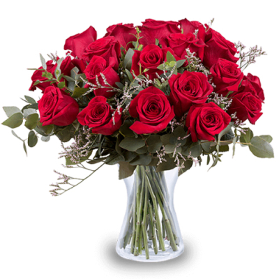 send 2 dozen red color roses in vase to davao