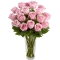 send 12 pcs. pink roses in glass vase to davao